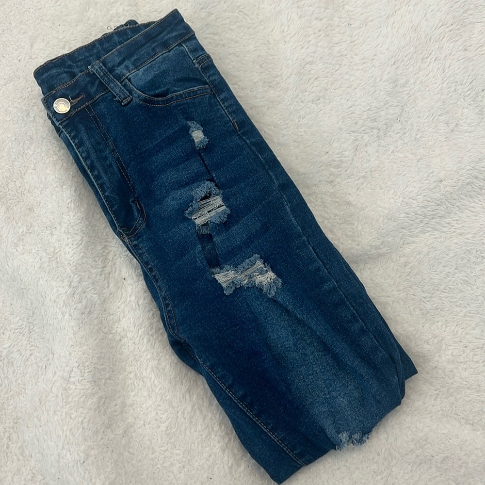 Classic Blue Ripped Skinny Jeans